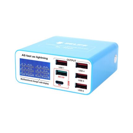 شاحن متعدد المنافذ Relife RL-304P 6-Port USB Charger (PD 3.0 + QC 3.0) مع شاشة رقمية