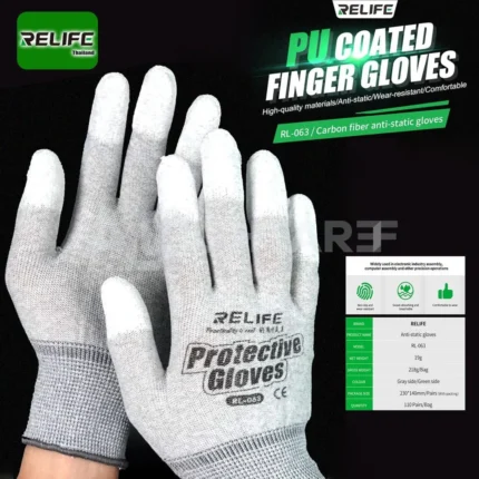 قفازات مضادة للكهرباء الساكنة Relife RL-063 – حجم XXL (رمادي)