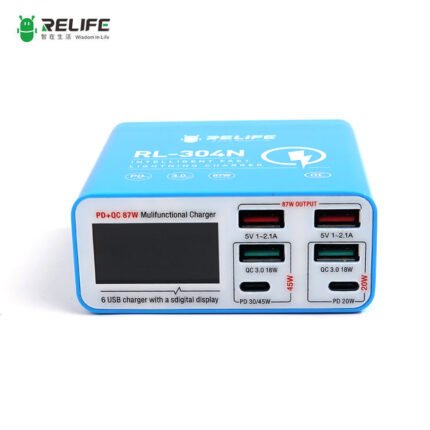 Relife RL-304N Multi-functional 6-Ports USB QC3.0 PD 45W Digital Display Fasting Charging Station